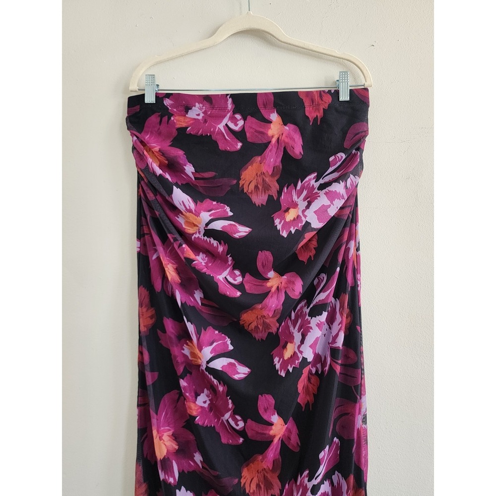 Womens Plus Floral Ruched Midi Dress 1XL Fairy Feminine Coquette Whimsigoth Chic